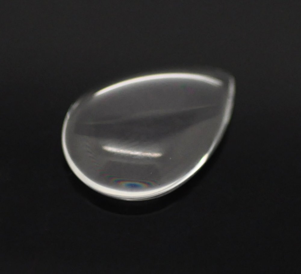 Cabochon Tropfen 13 x 18 mm aus transparentem Lupenglas Nr. 24