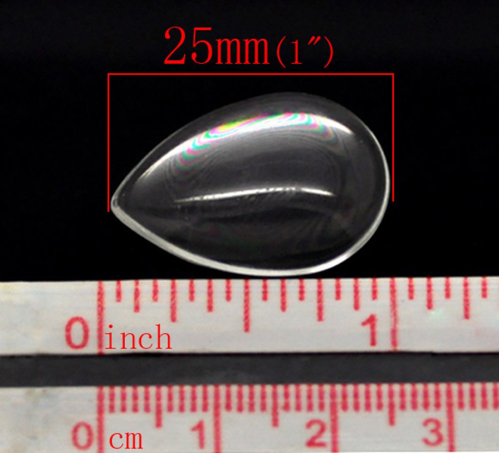 Cabochon Tropfen 18 x 25 mm aus transparentem Lupenglas Nr. 25