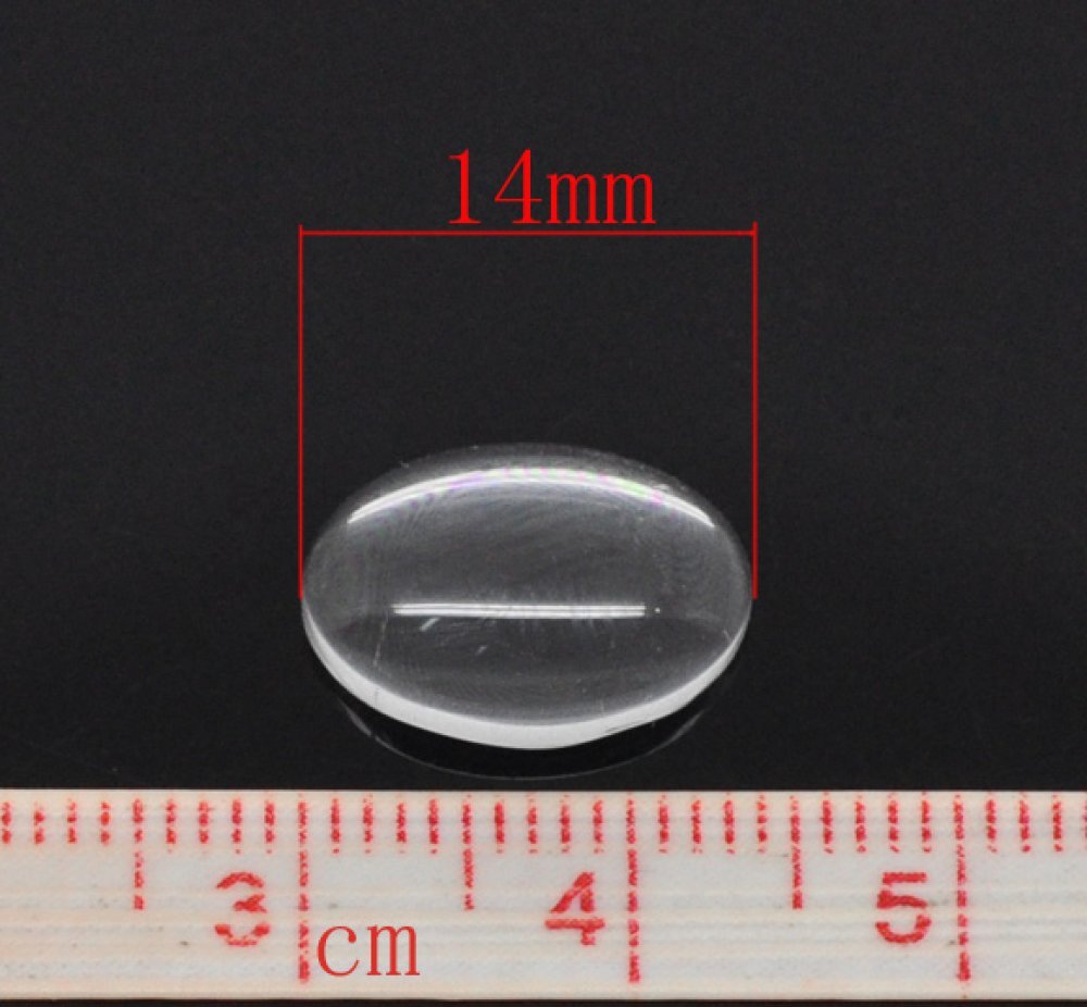 Ovaler Cabochon 10 x 14 mm x 2 Stück transparentes Lupenglas Nr. 16