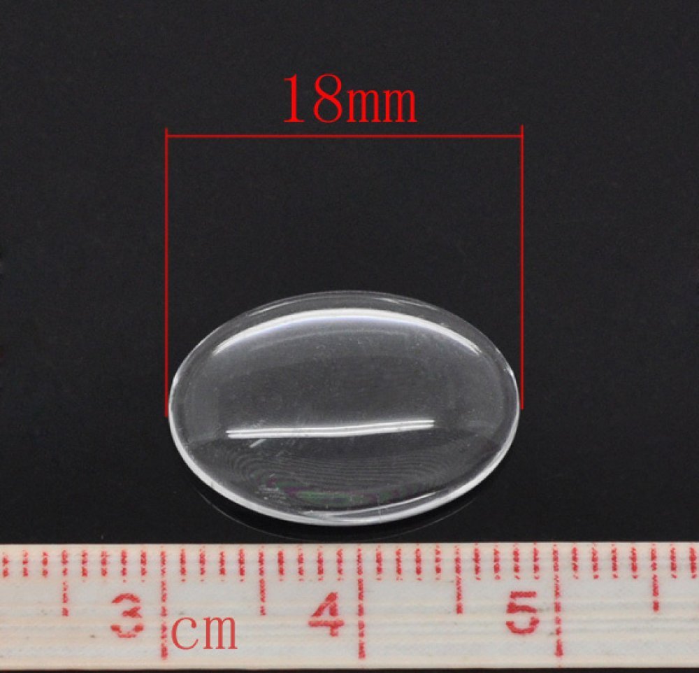 Ovaler Cabochon 13 x 18 mm x 2 Stück transparentes Lupenglas Nr. 17