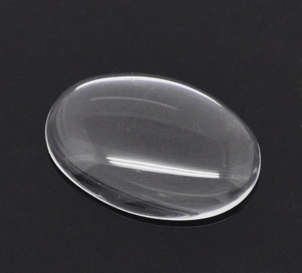 Ovaler Cabochon 18 x 25 mm aus transparentem Lupenglas Nr. 19