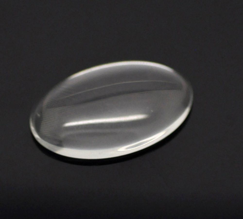 Ovaler Cabochon 25 x 35 mm aus transparentem Lupenglas Nr. 20