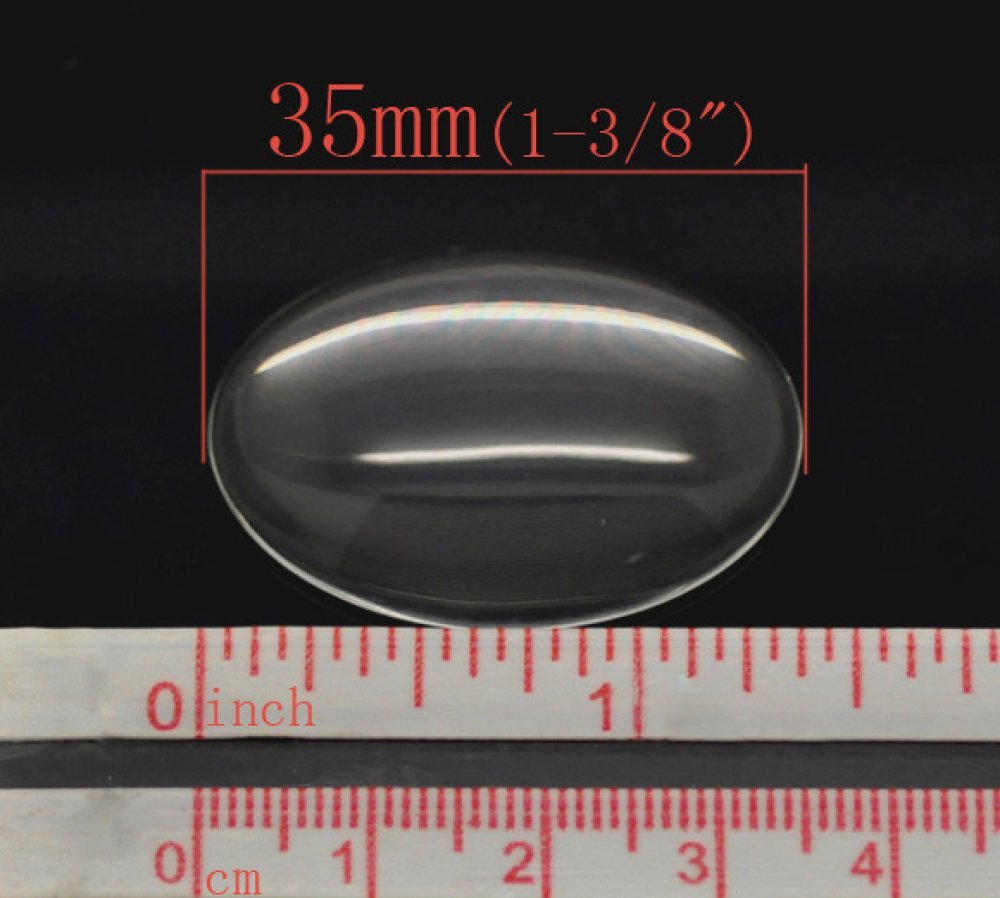 Ovaler Cabochon 25 x 35 mm aus transparentem Lupenglas Nr. 20