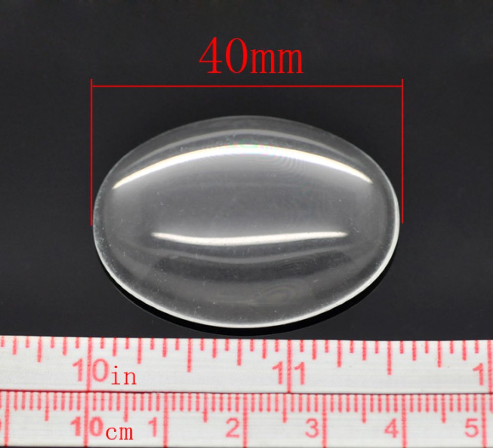 Ovaler Cabochon 30 x 40 mm aus transparentem Lupenglas Nr. 21