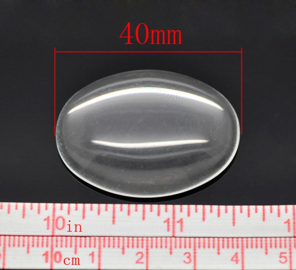 Ovaler Cabochon 30 x 40 mm aus transparentem Lupenglas Nr. 21