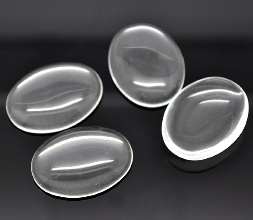 Ovaler Cabochon 30 x 40 mm aus transparentem Lupenglas Nr. 21