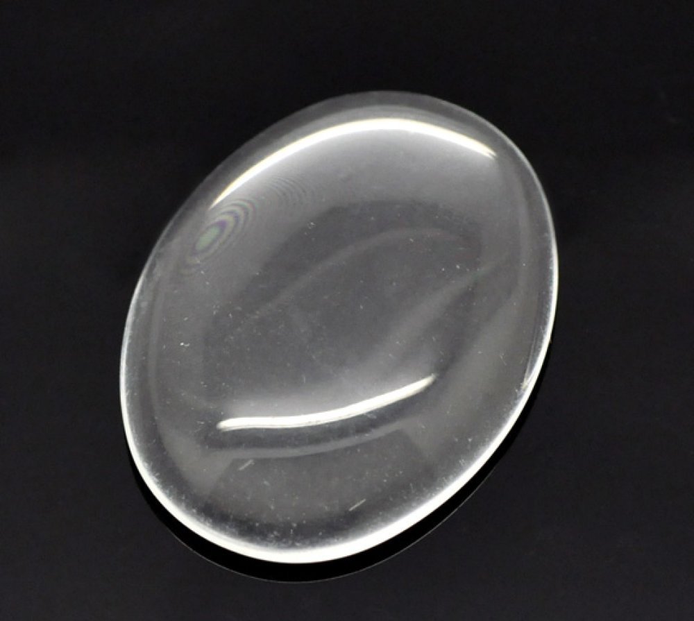Ovaler Cabochon 30 x 40 mm aus transparentem Lupenglas Nr. 21