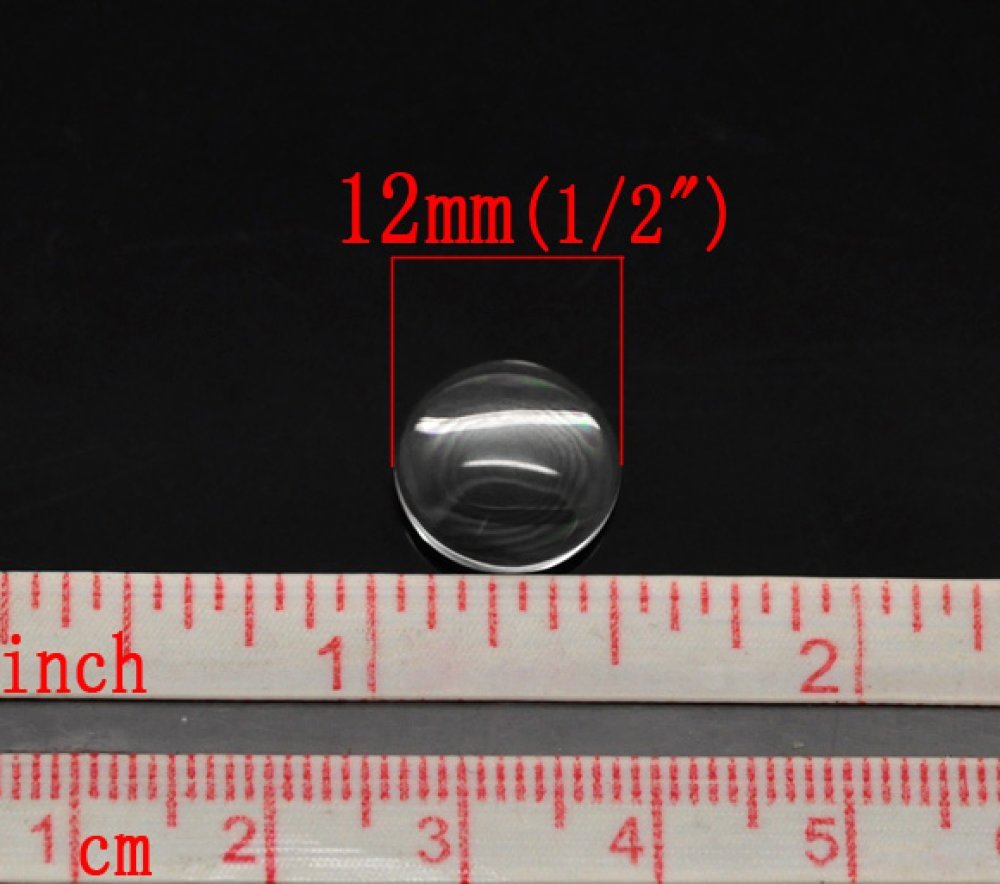 Cabochon Rond 12 mm aus transparentem Lupenglas Nr. 03