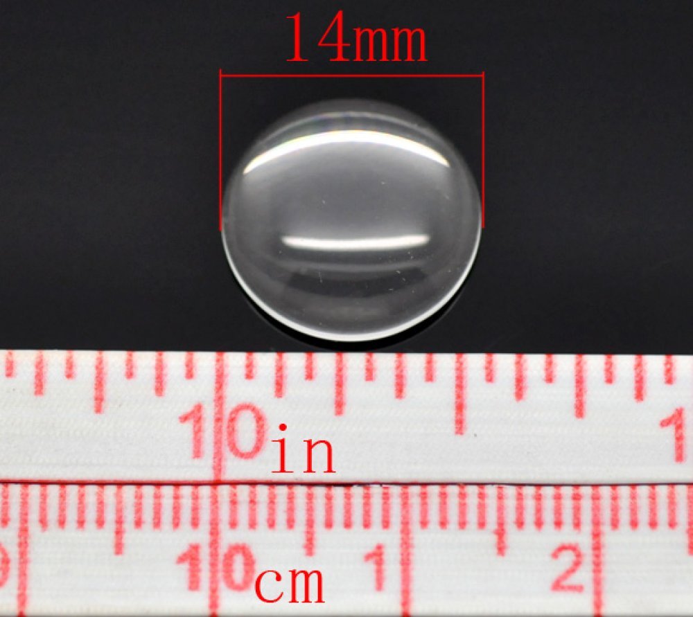 Cabochon Rund 14 mm aus transparentem Lupenglas Nr. 04