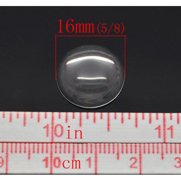 Cabochon Rond 16 mm aus transparentem Lupenglas Nr. 06