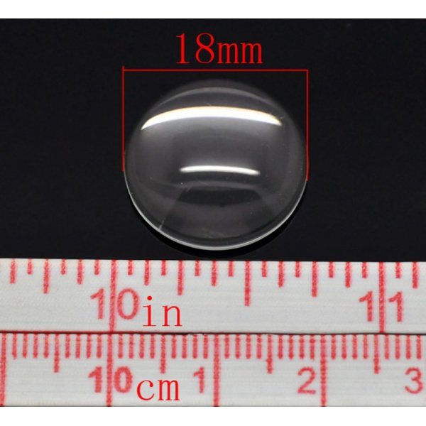 Cabochon Rund 18 mm aus transparentem Lupenglas Nr. 07