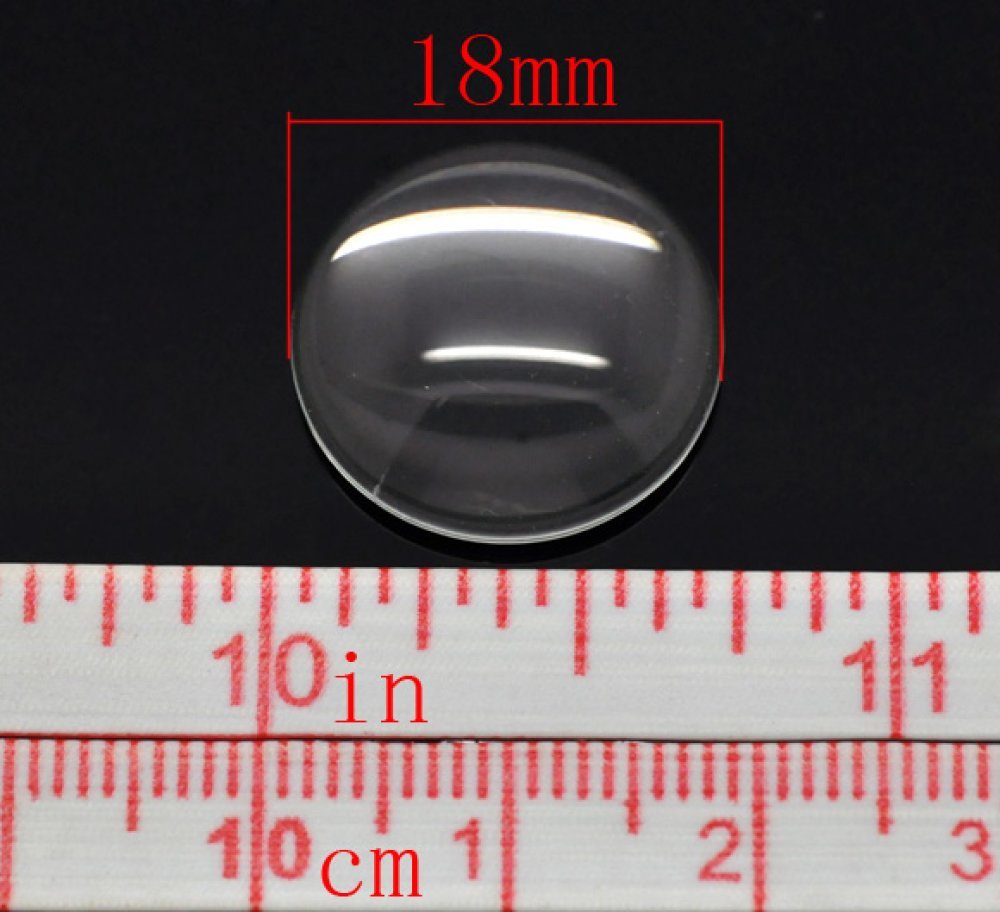 Cabochon Rund 18 mm aus transparentem Lupenglas Nr. 07