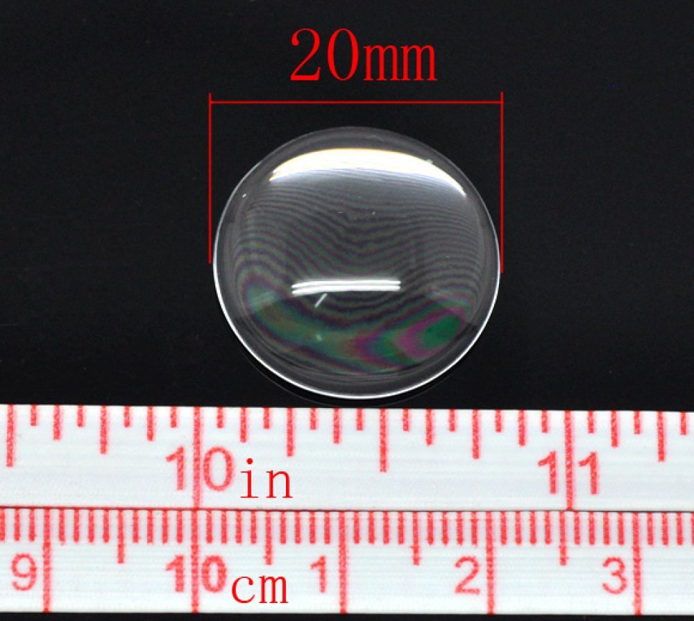 Cabochon Rond 20 mm aus transparentem Lupenglas Nr. 08