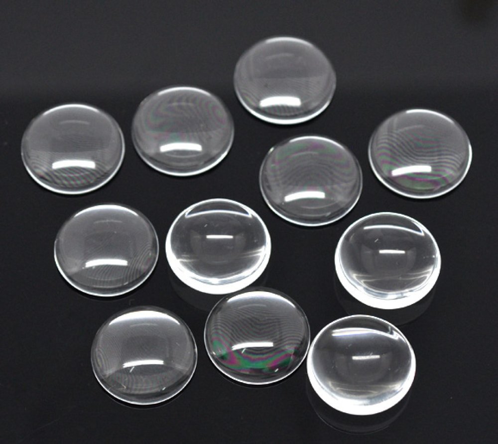 Cabochon Rond 20 mm aus transparentem Lupenglas Nr. 08