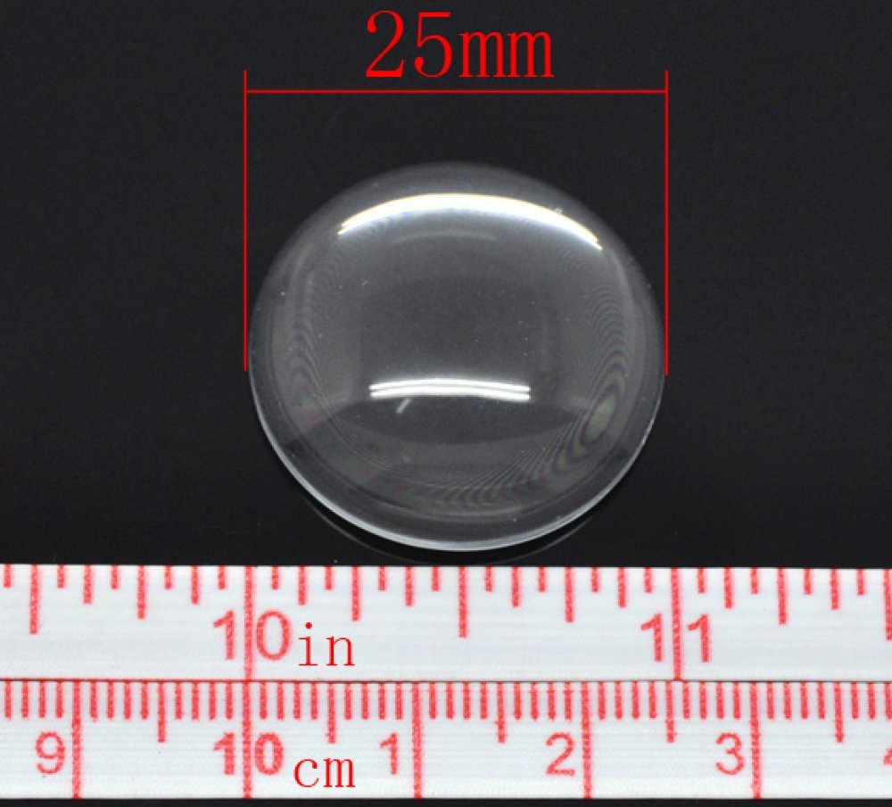 Cabochon Rond 25 mm aus transparentem Lupenglas Nr. 11 Standard