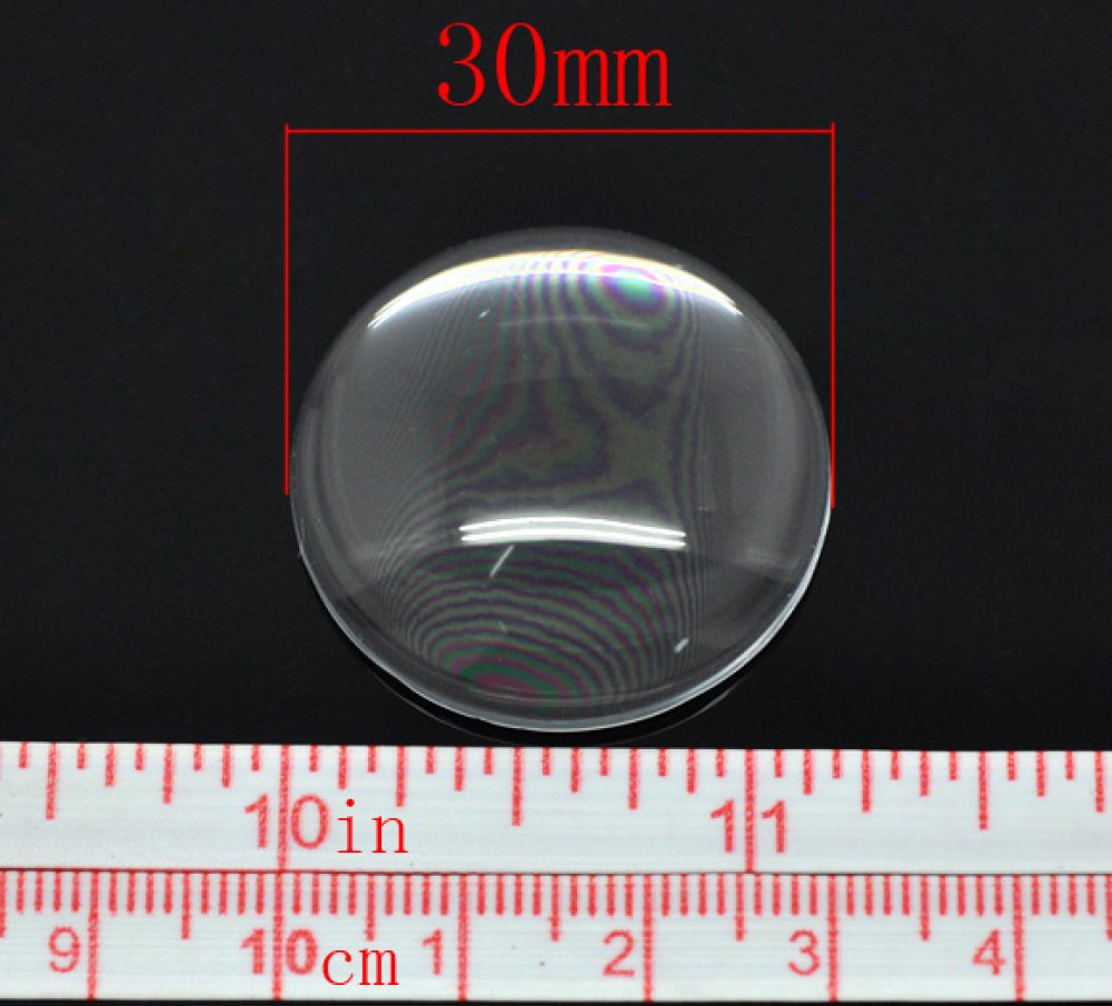 Cabochon Rond 30 mm aus transparentem Lupenglas Nr. 13