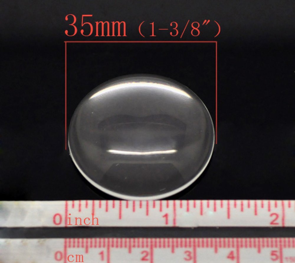 Cabochon Rond 35 mm aus transparentem Lupenglas Nr. 14