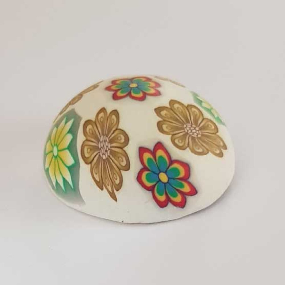 Cabochon pâte polymère 30 mm Fleur Blanc N°02