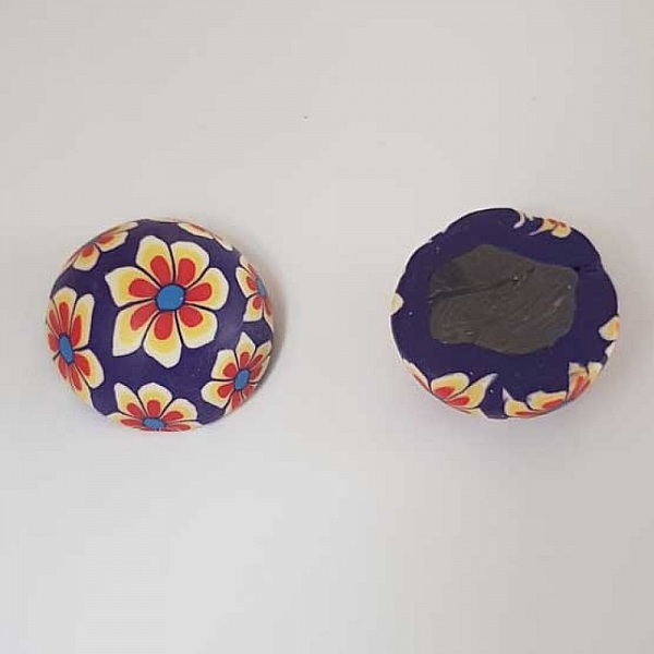 Cabochon p&acirc;te polym&egrave;re 20 mm Fleur Violet N&deg;04