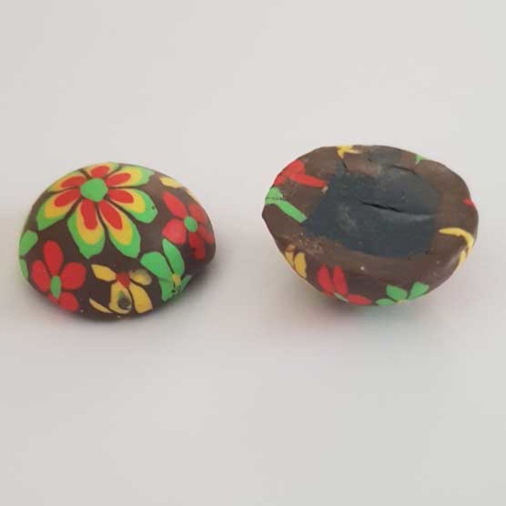 Cabochon pâte polymère 20 mm Fleur Marron N°06