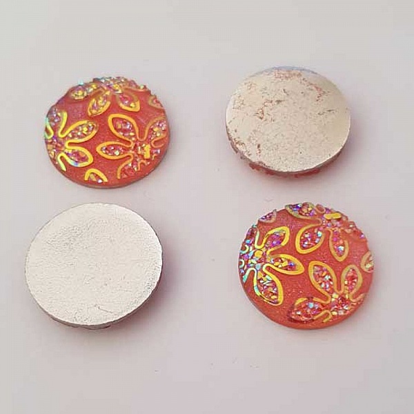 Cabochons N&deg;03 motif fleur r&eacute;sine 20 mm