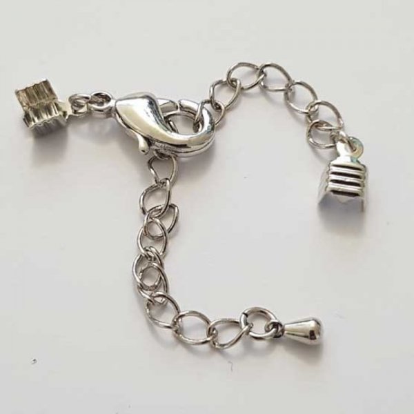 Cha&icirc;ne d'Extension et fermoir mousqueton Argent Vieilli 03