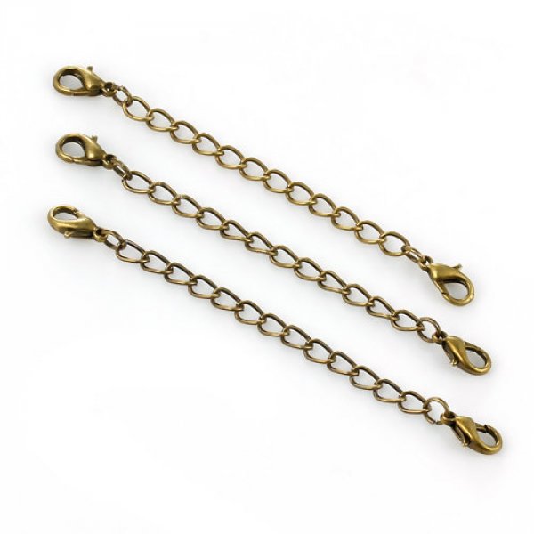 Cha&icirc;ne d'Extension pour Collier Bracelet Bronze avec 2 Fermoirs Mousquetons