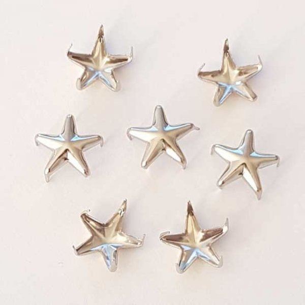 Clous rivet &agrave; griffes Etoile 15 mm Argent 10 pi&egrave;ces
