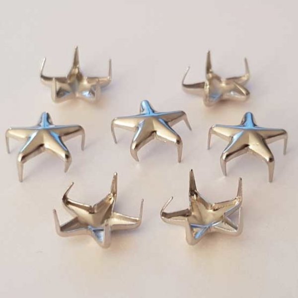 Clous rivet &agrave; griffes Etoile 15 mm Argent 10 pi&egrave;ces