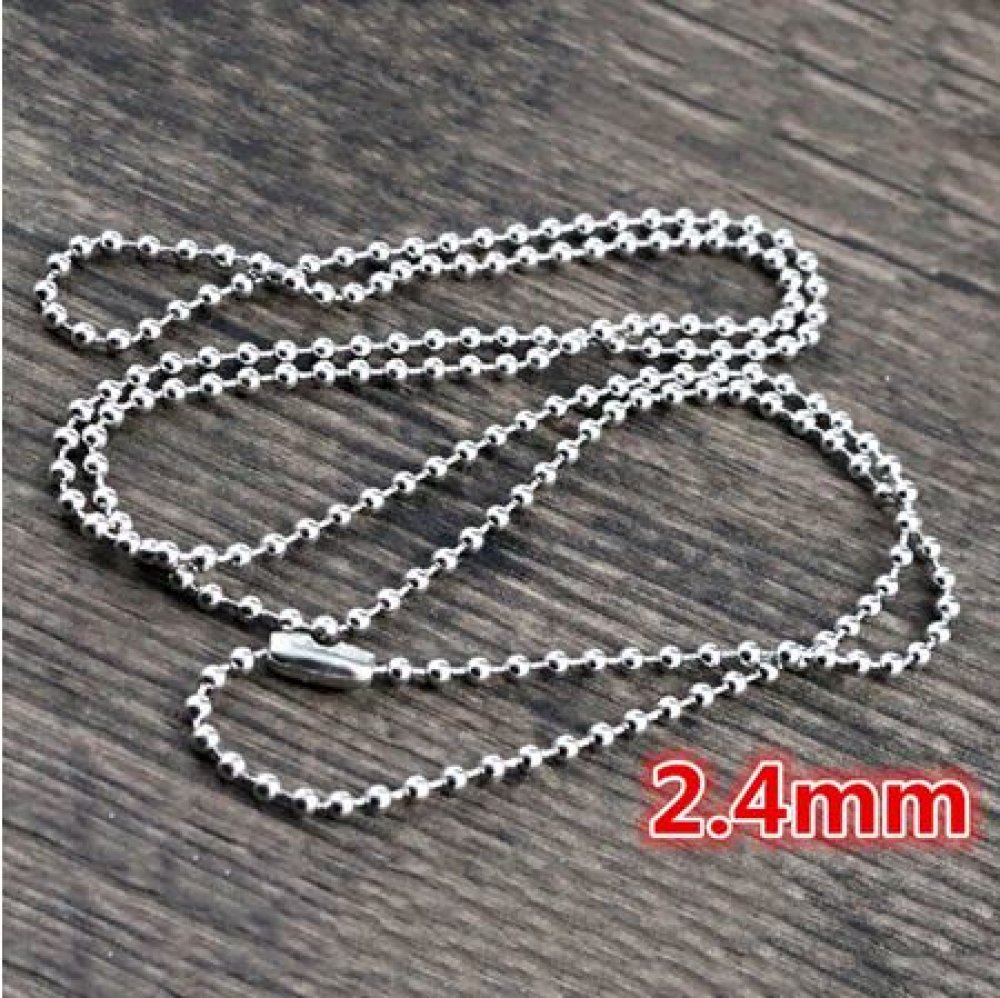 Collier N°03 chaîne boule 304 acier inoxydable de 70 cm - 2.4mm