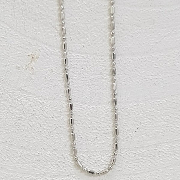 Collier chaine boule M&eacute;tal Argent&eacute; N&deg;01 de 80 cm