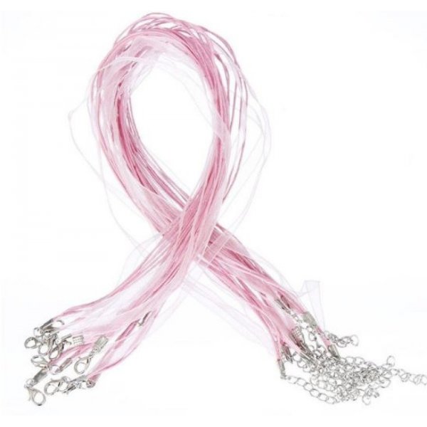 Organzaband-Halskette Nr. 03 und gewachste beschichtete Kordel