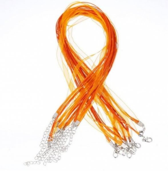 Collier ruban organza N&deg;07 et cordon enduit cir&eacute;