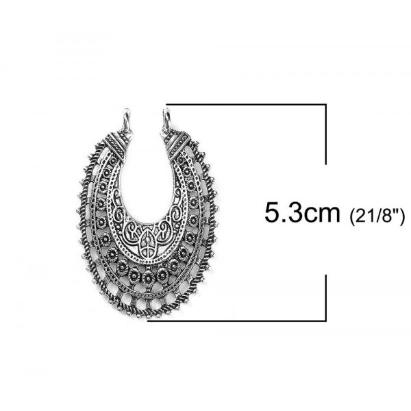 Verbinder Nr. 01 Oval Antiksilber Hohlblumen