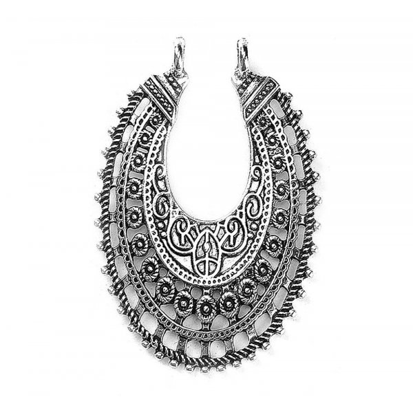 Verbinder Nr. 01 Oval Antiksilber Hohlblumen