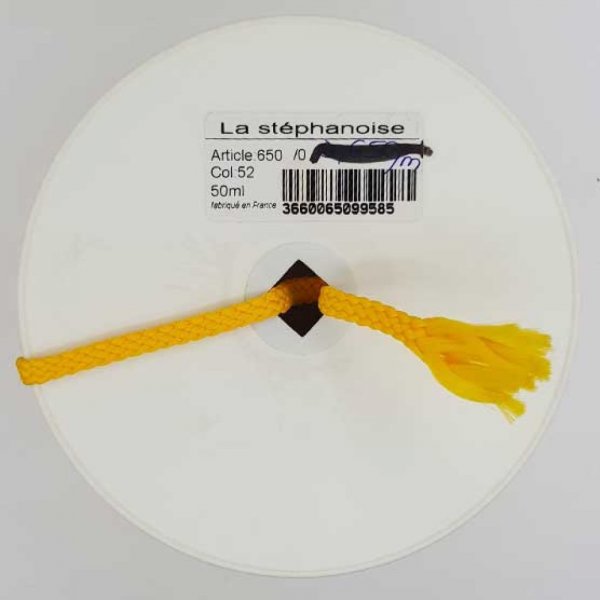 Cordon tress&eacute; 06 mm Jaune D'or x 1 m&egrave;tre