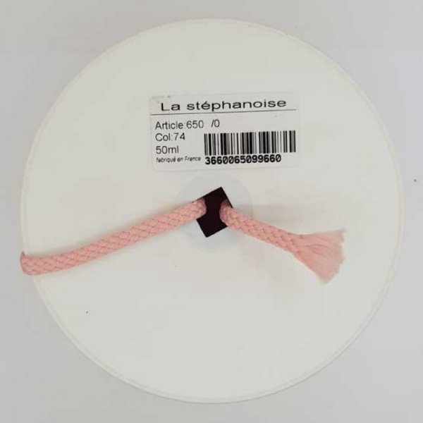 Cordon tress&eacute; 06 mm Rose Clair x 1 m&egrave;tre