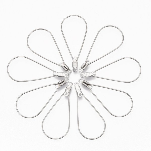 Creole oval Edelstahl 17x37 mm Silber x 2