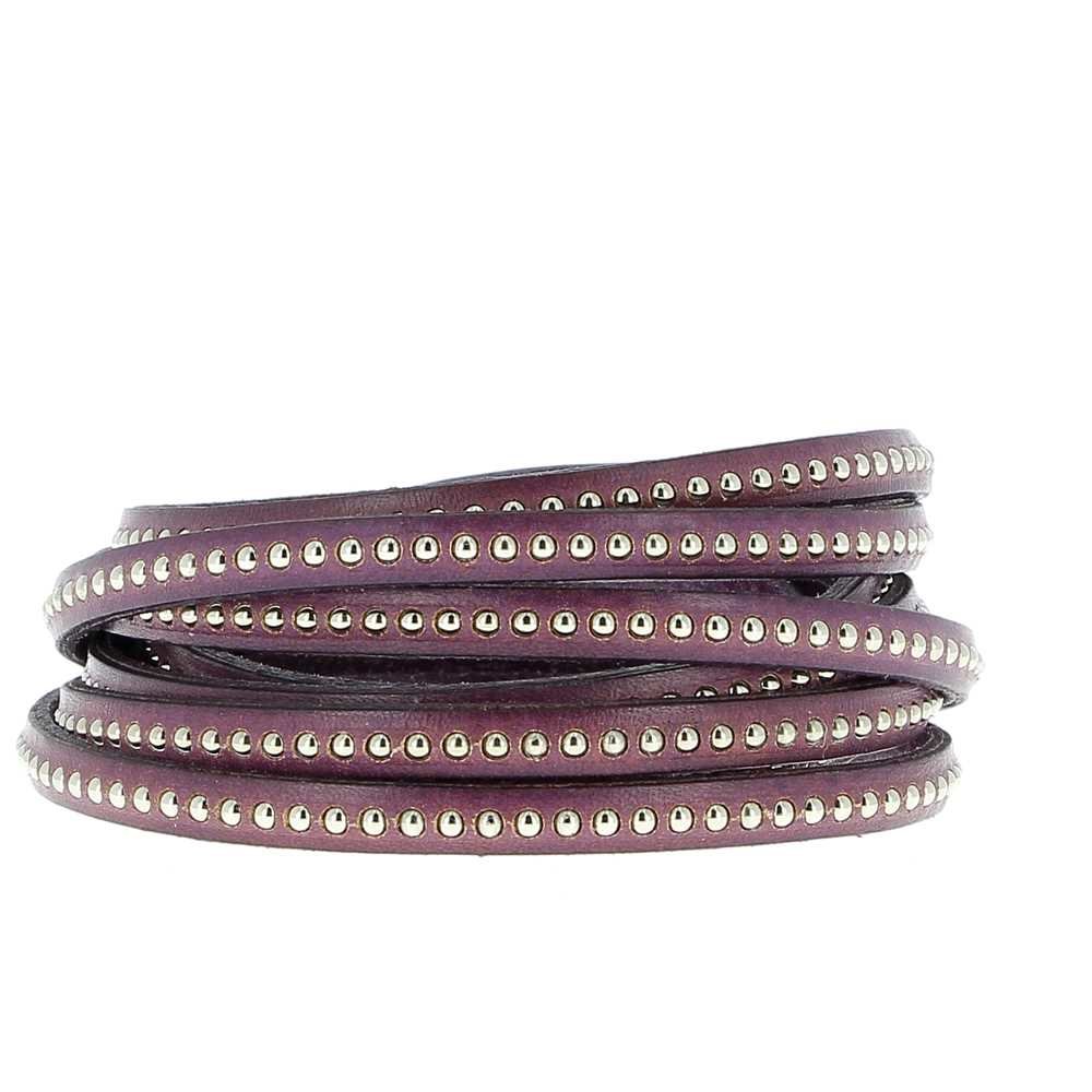 Leder Kugel Pflaume 06 mm mit Kugelkette Nickel free pro 20 cm