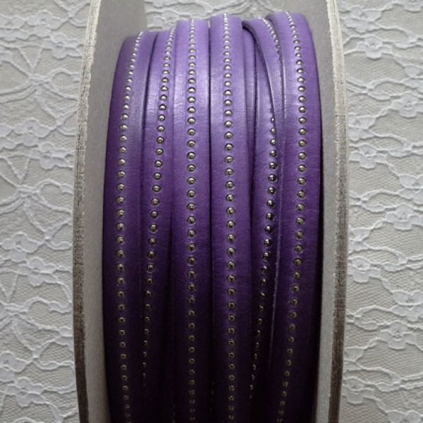 Leder Kugel Violett 10 mm mit Kugelkette Nickel free pro 20 cm