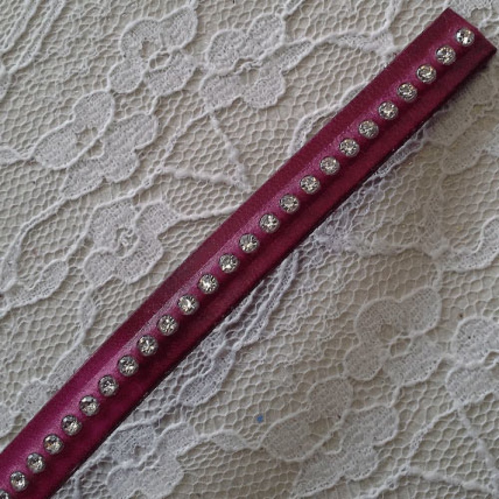 DD-Fuxia-Leder mit 10 mm Swarovski-Strass pro 20 cm