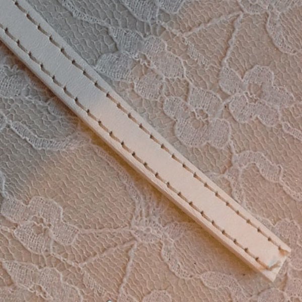 Flaches Kalbsleder Wei&szlig; 10 mm x 20 cm Gen&auml;ht 2 F&auml;den Wei&szlig;