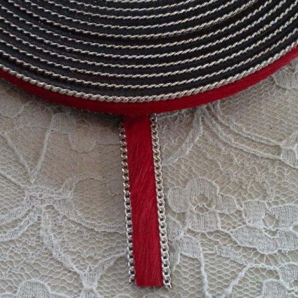 Flaches rotes Kalbsleder 10 mm pro 20 cm Haut und Kette