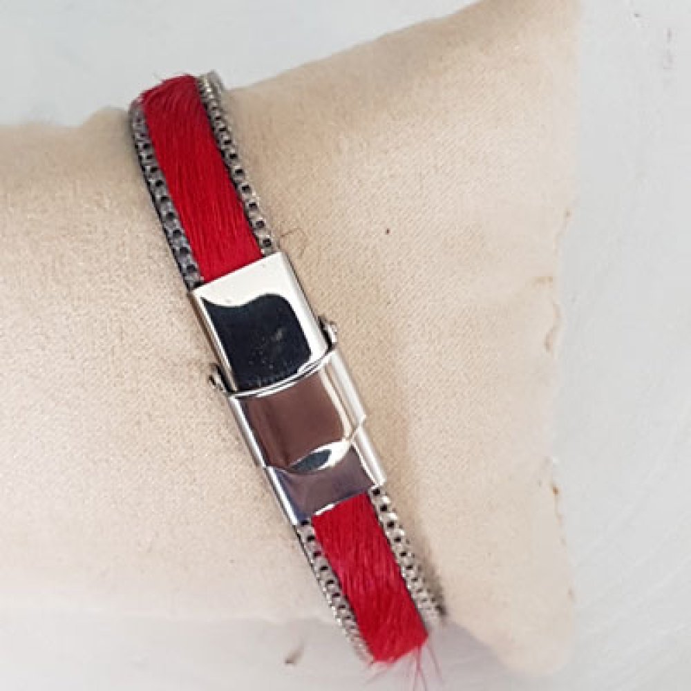 Flaches rotes Kalbsleder 10 mm pro 20 cm Haut und Kette