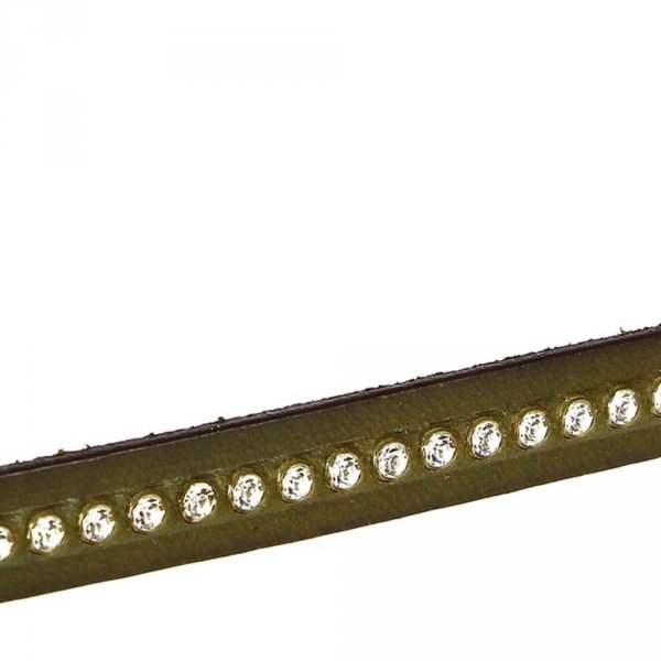 Milit&auml;rgr&uuml;nes Leder mit 10 mm Swarovski-Strass pro 20 cm