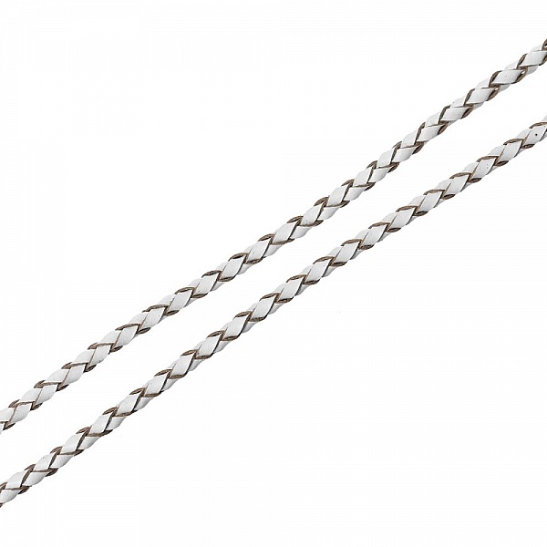 Cuir rond tress&eacute; Blanc 03 mm x 2 m&egrave;tres