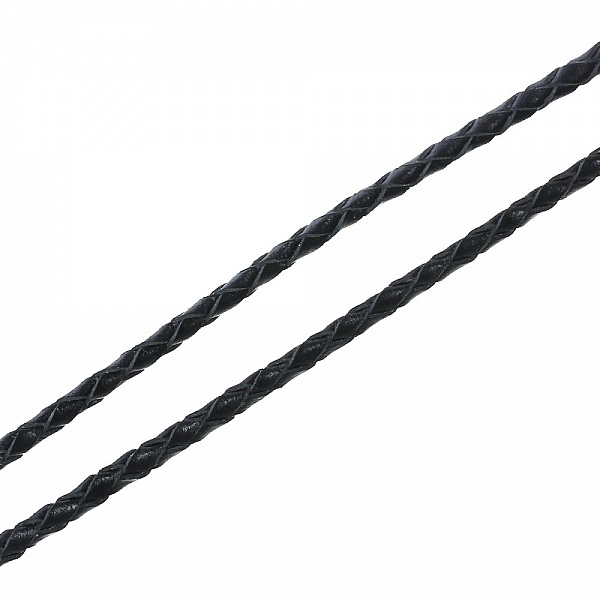 Cuir rond tress&eacute; Noir 03 mm x 2 m&egrave;tres