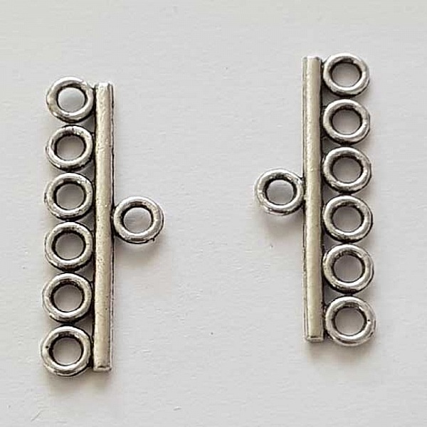 Embout fermoir multi rangs 6 trous Argent N&deg;04