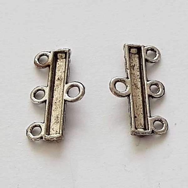 Embout fermoir multi rangs 3 trous Argent N&deg;05