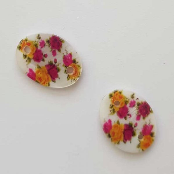 Entre deux fantaisie Ovale &agrave; fleurs 20x14 mm N&deg;02